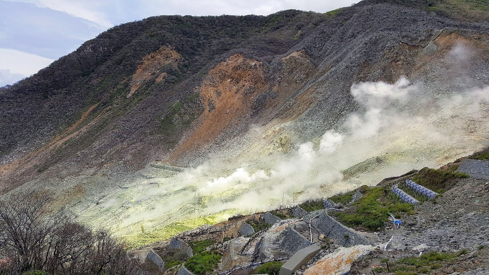 Vallée Owakudani – cratère dégageant sous la pression des fumeroles de soufre et de sulfure d’hydrogène – Hakone-Kanagawa-Japon.