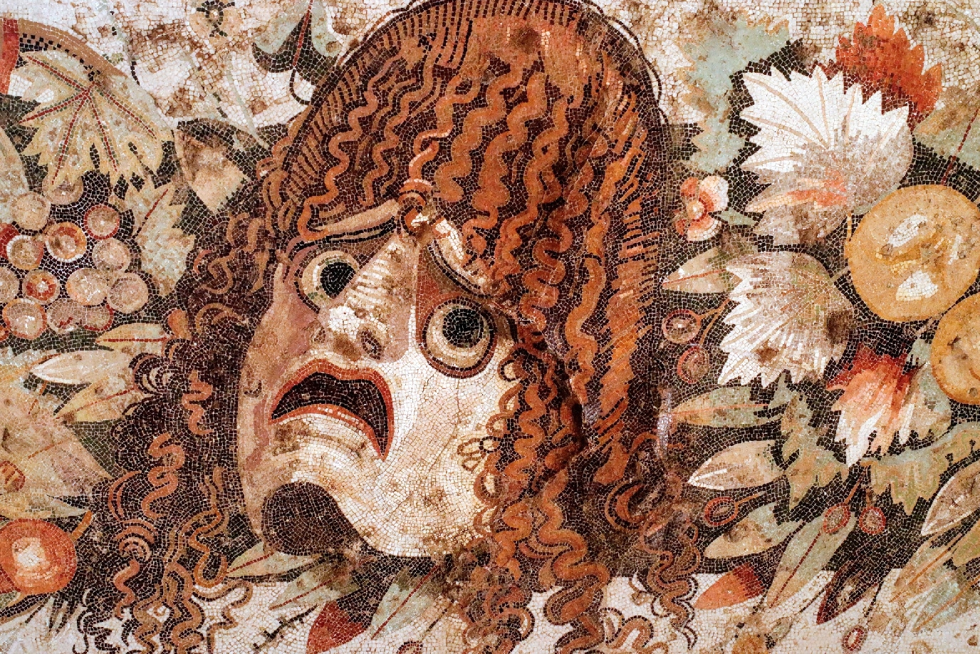 Mosaïque romaine – Masque tragique – maison du Faune – Pompéi. IV-IIIe s AEC. Musée Archéologique National Naples – Italie