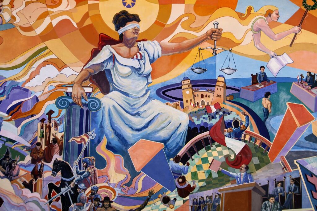 La Justice – Fresque murale à Cuzco – Pérou